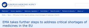 EMA takes further steps to address critical shortages of medicines in the EU